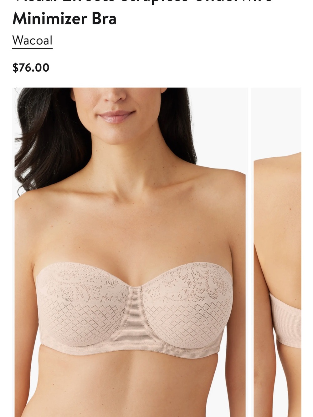 Wacoal Strapless Lace-Effect Bandeau Bra — Blush Nude